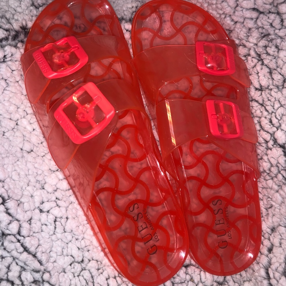 Neon pink Guess sandals